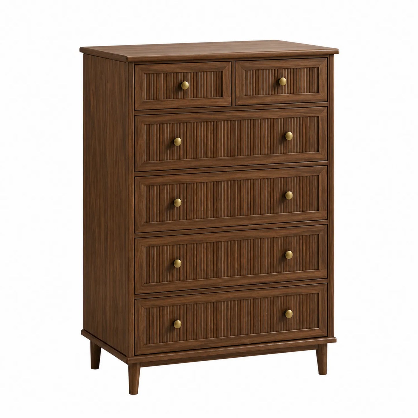 Commode 5 tiroirs en bois Massif Marron