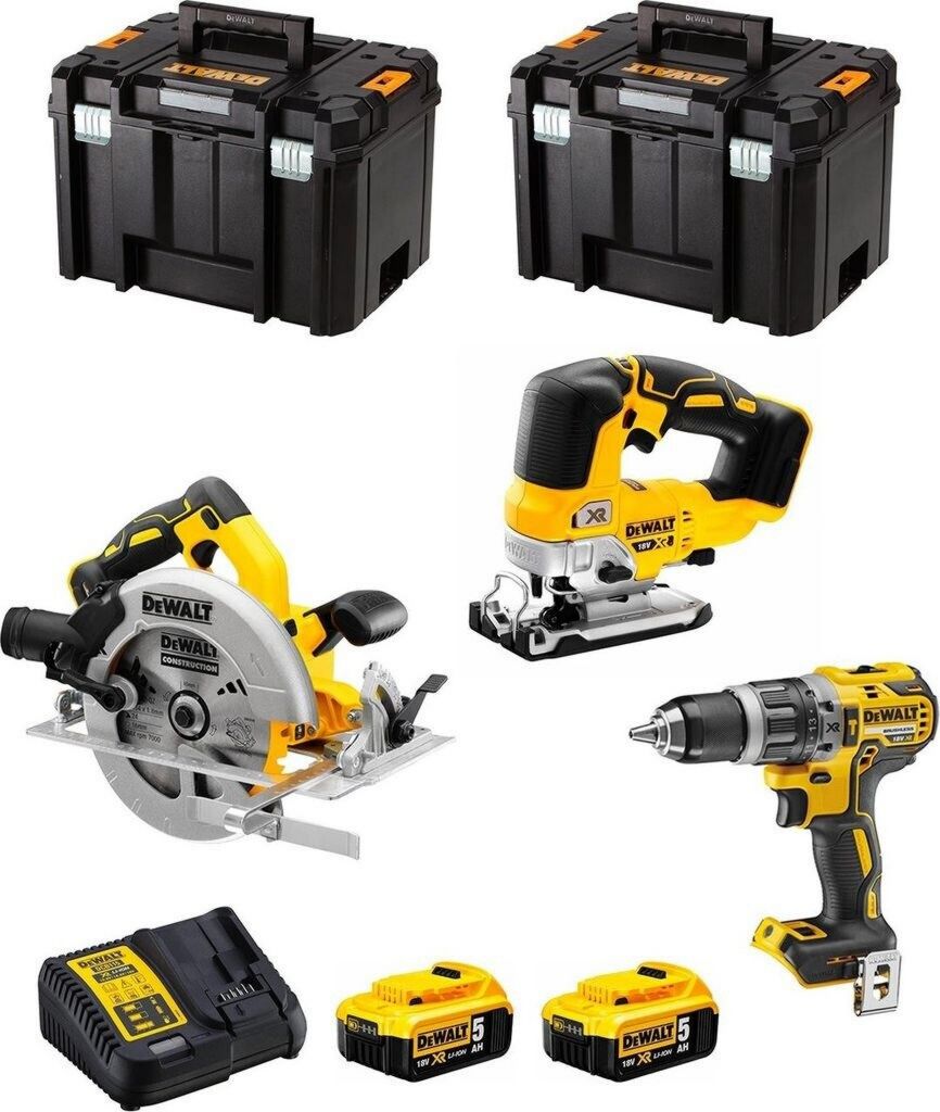DeWalt DWK DWK301 (2 x 5,0 Ah + 2 x TSTAK VI) Pack outillage sans fil 5 Ah Changement rapide 2 x 5 Ah Avec 2 batteries pour Percer, Scier