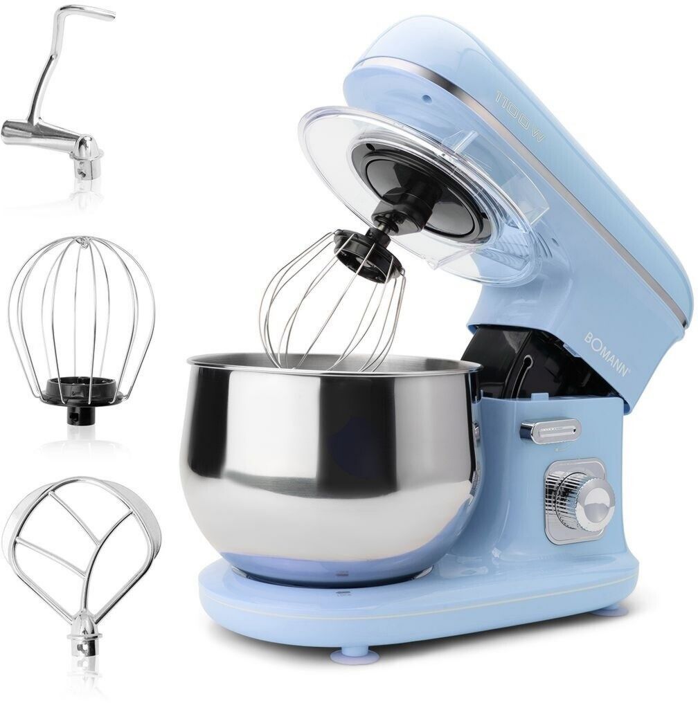 Robot de cuisine Bomann KM 6030 CB blue 5 L 1 100 W Bras multifonction Pétrir, Battre, Malaxer, Mélanger Inox Bleu