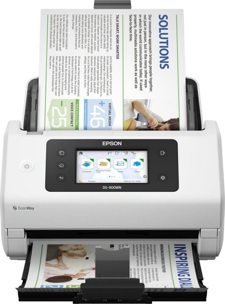 Epson WorkForce DS-900WN Scanner de documents 10,9 cm Écran tactile à affichage couleur largeur 296 mm Wi-Fi Suppression des vides, Scan vers E-Mail