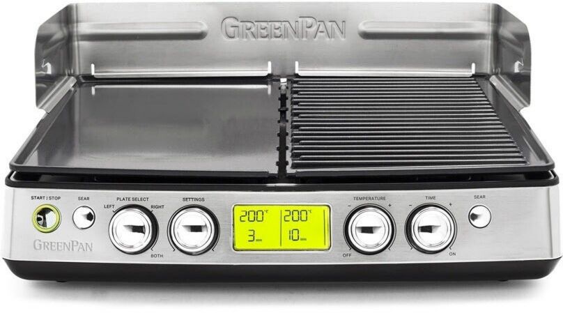 Gril de contact GreenPan Grill Elite Teppanyaki XL 55,6 x 52,3 cm De 4 à 5 personnes, 10 personnes et + largeur 55,6 cm Thermostat réglable Inox