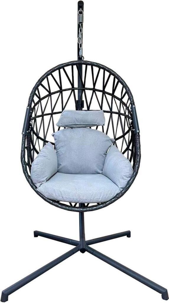 Chaise hamac Mobili Rebecca Hanging chair grey metal 1-seater oval 128x200x128 cm 150 kg pour 1 personne – structure en acier