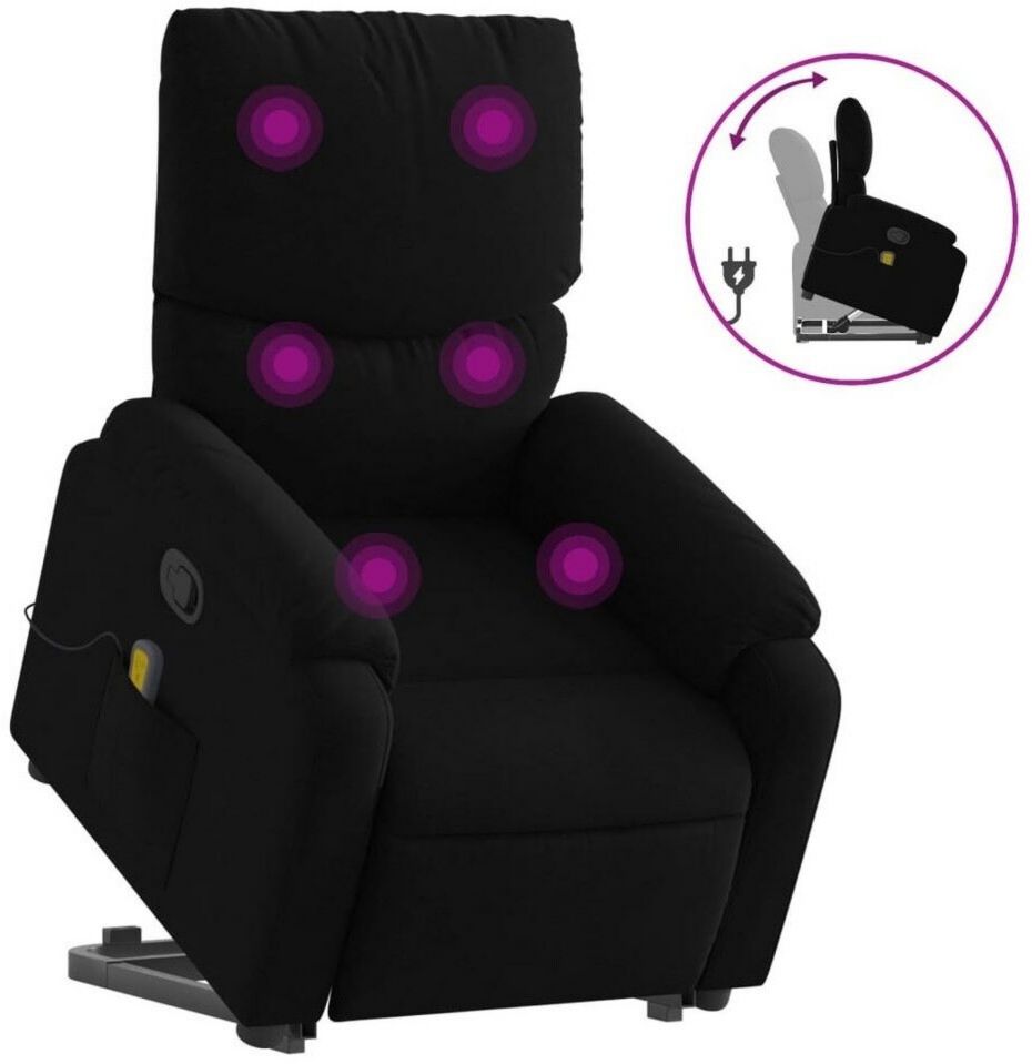 Fauteuil massant vidaXL Imitation leather massage chair with stand-up aid black Sur secteur Repose-pieds, Télécommande Inclinable Cuir synthétique