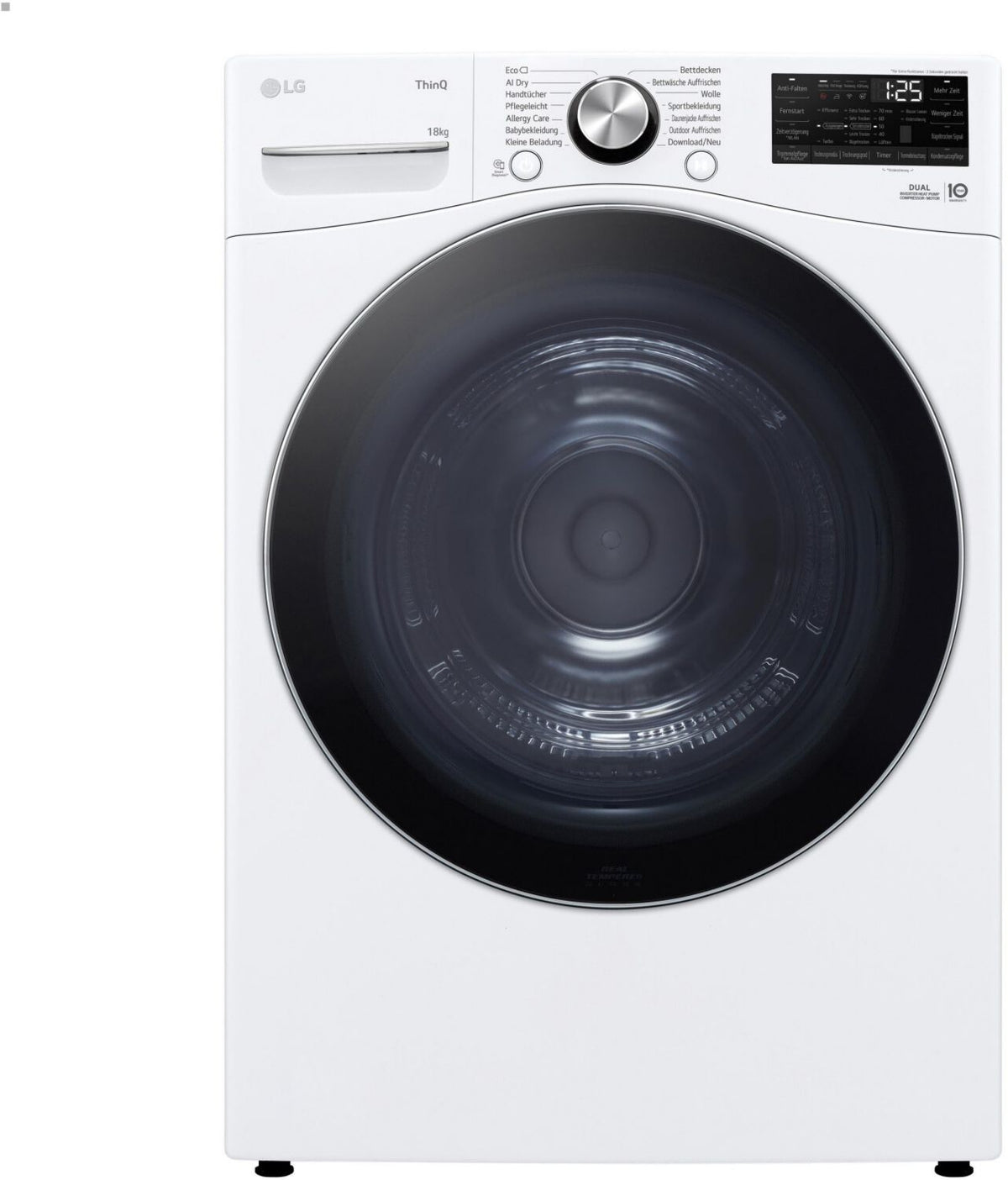 LG RH18U8AVCW Sèche-linge 18 kg largeur 70 cm Wi-Fi Auto-nettoyant, Signal de fin de cycle Éclairage du tambour, Pieds réglables en hauteur Frontal