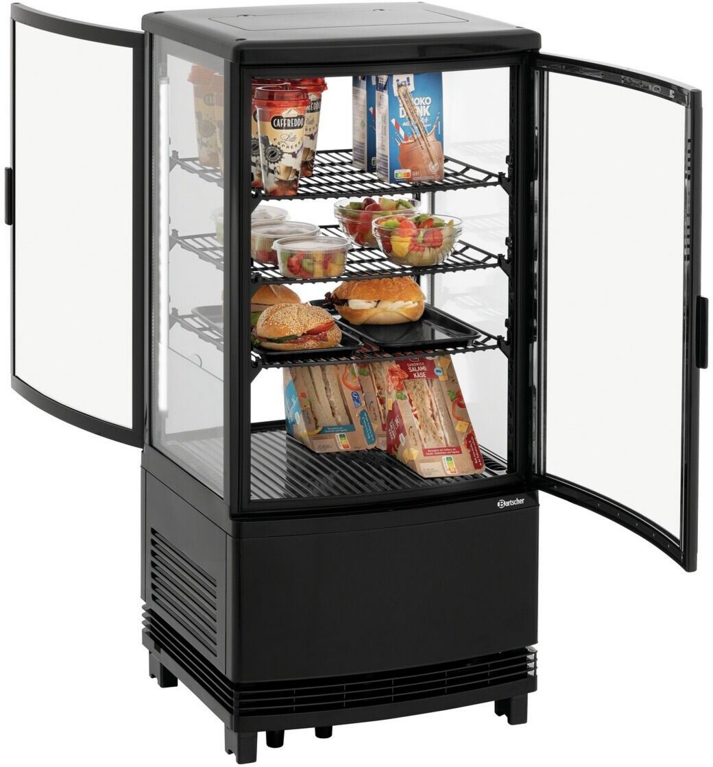 Mini vitrine réfrigérée Bartscher 75 Litres 2 Portes Noire (700387) Air pulsé Plastique, Verre Blanc, Noir