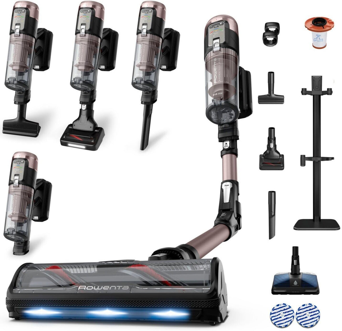 Rowenta RH9CD9E0 Aspirateur balai filtration HEPA réservoir 0,65 L 780 W Filtre lavable Filtre HEPA Batterie Noir