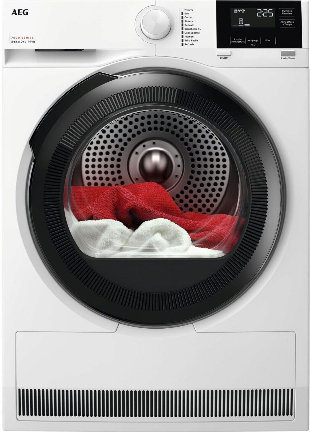 Sèche-linge AEG TR7HG9C 9 kg Départ différé, Réglage fin de la durée de séchage largeur 59,6 cm Frontal 64 dB Blanc profondeur 63,6 cm hauteur 85 cm