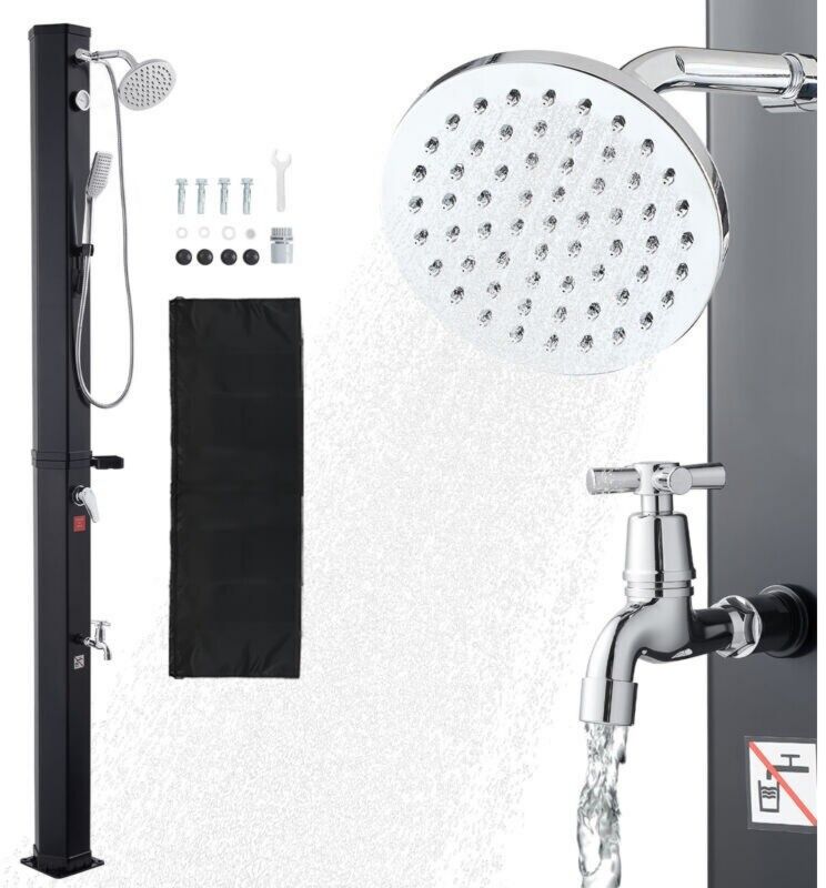 Douche solaire pression de service 6 bars – VEVOR 40L 2290mm Eau Chaude & Froide max. 60°C, Noir Thermomètre