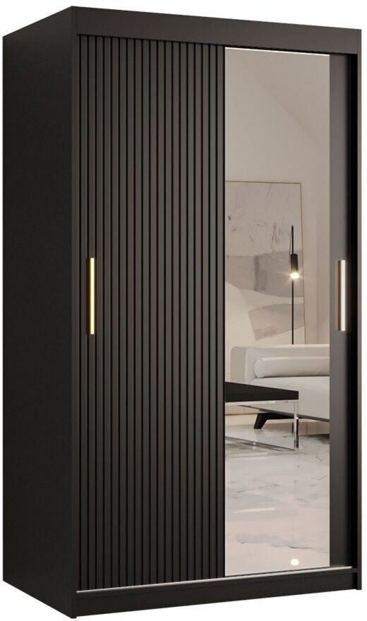 Armoire à porte coulissante portes coulissantes Mirjan24 Riflo Slim 2 100 (063-08-01480) avec miroir Noir