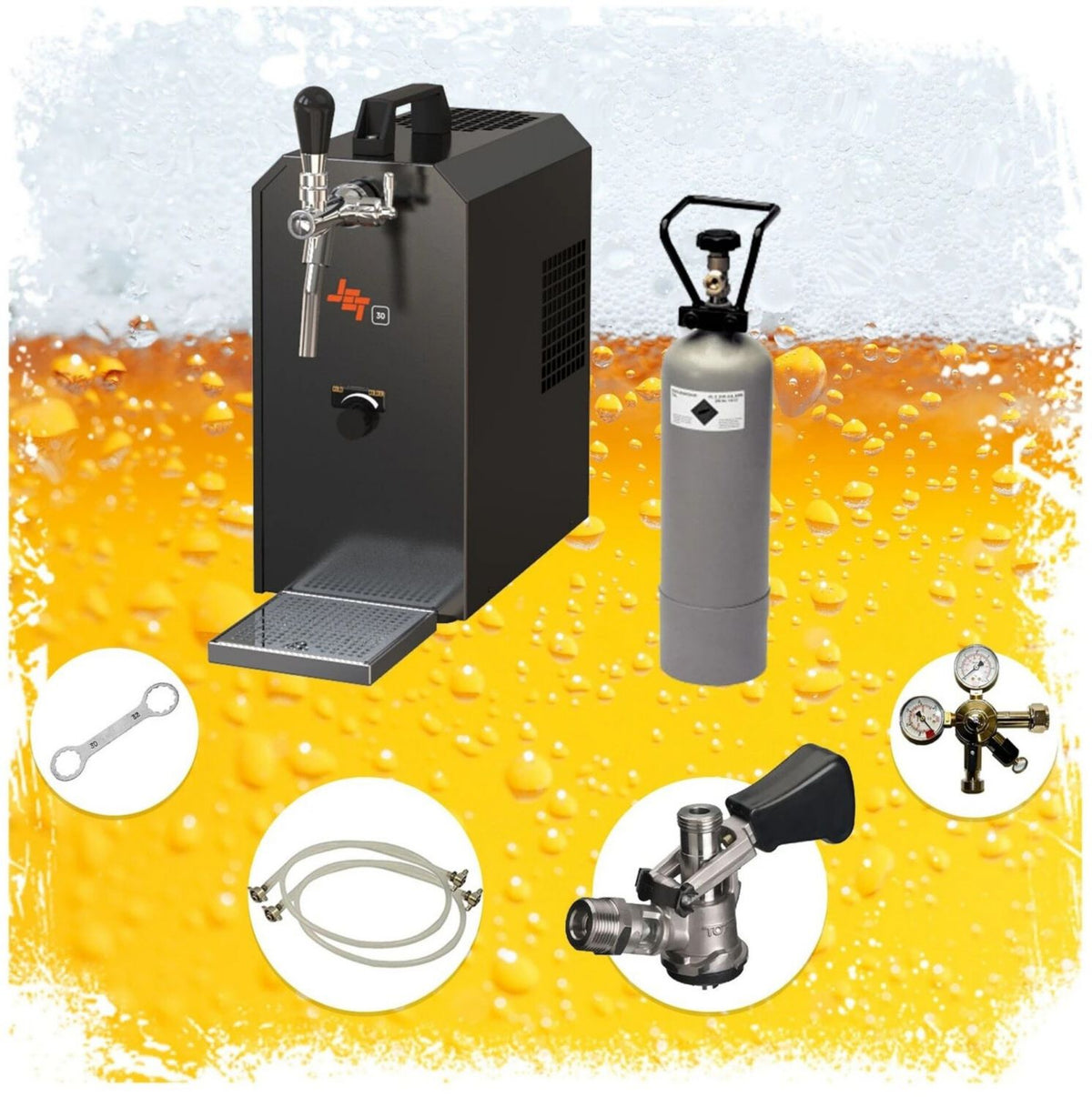 Pompe à bière pression de service 3 bars – ich-zapfe NEW-4228 35 L 267 W Acier inoxydable 230 V Argent
