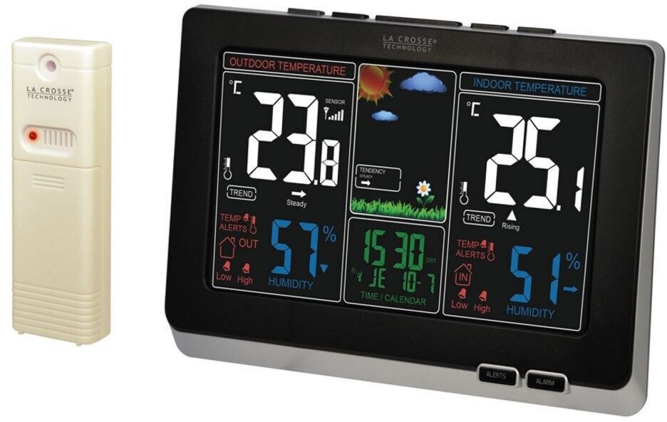 Station météo radio-pilotée La Crosse Technology WS6828-BLA 210 x 26 x 140 mm Sans fil pour Extérieur, Intérieur