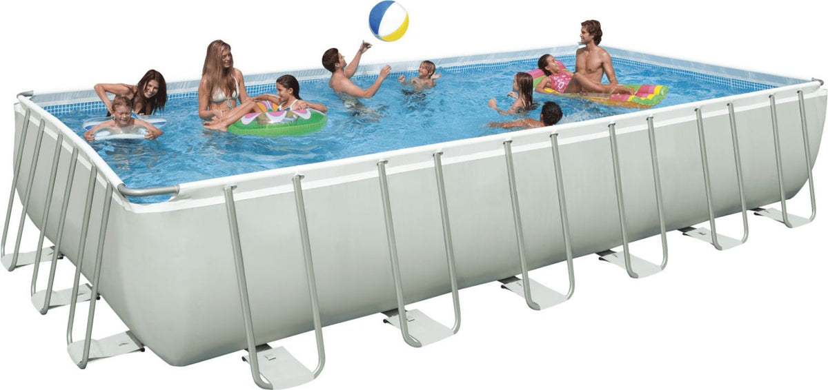 Piscine tubulaire Intex Ultra Frame Set Quadra II 732 x 366 x 132 cm Frame-Pool Quadra II 732 x 366 x 132 cm avec filtre à 31 805 L Supports en métal