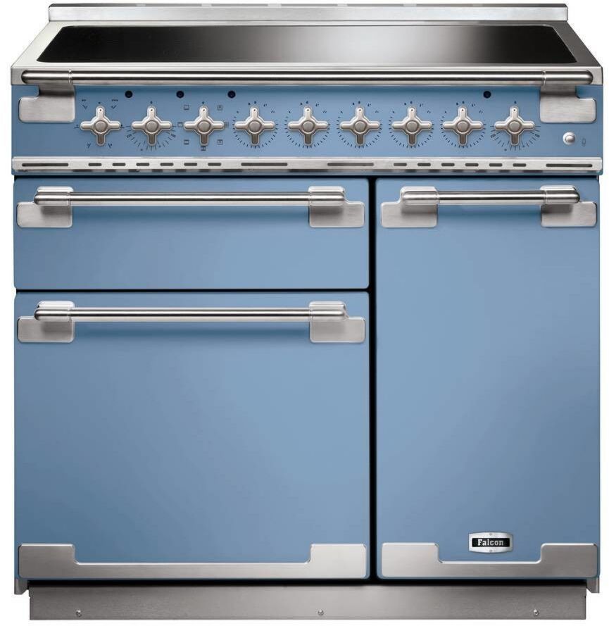 Piano de cuisson Rangemaster ELS90EI French Collection Elise 90 Induction bleu porcelaine ELS90EICA Décongélation 5 foyers 73 L Grande largeur 90 cm