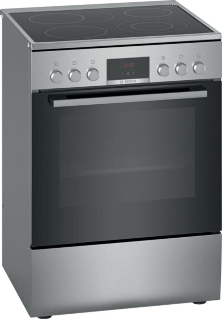 Bosch HKR39C250 Cuisinière électrique 66 L Gril grande surface 4 foyers 10 900 W largeur 60 cm Horloge, Éclairage intérieur Boutons rotatifs