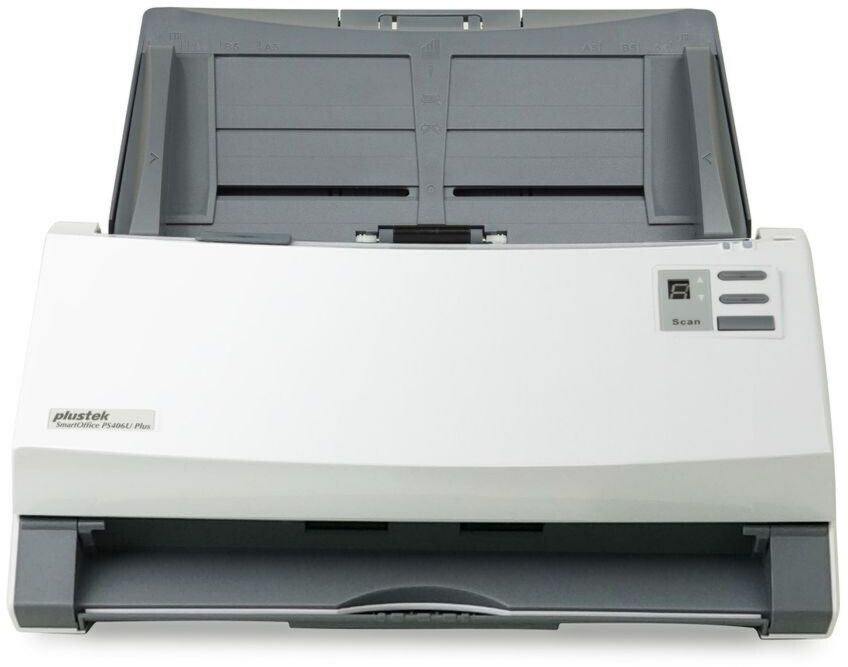 Scanner de documents largeur 318 mm Plustek SmartOffice PS406U Plus Recto-verso, Scan vers PDF Bouton scan hauteur 228 mm profondeur 230 mm Gris