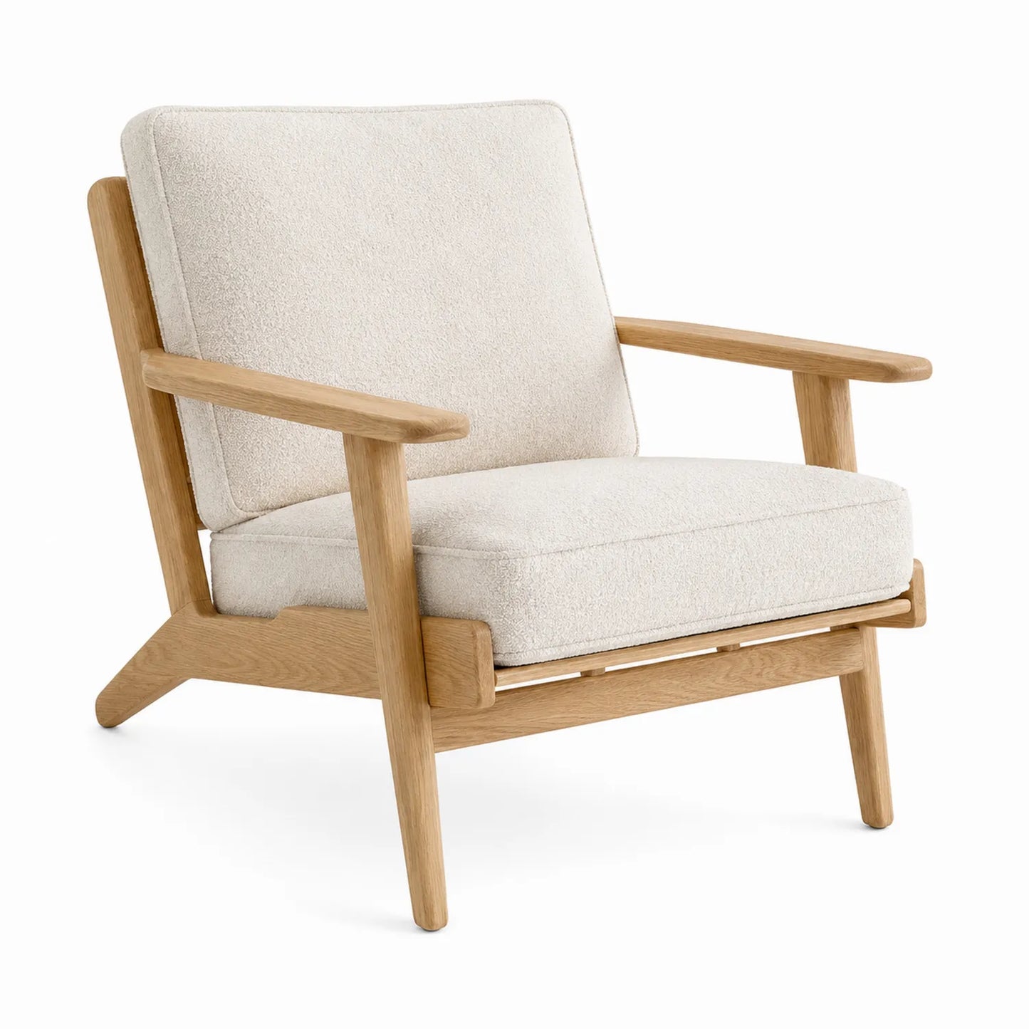 Fauteuil en bois et tissu bouclé Beige 75x85x76 cm