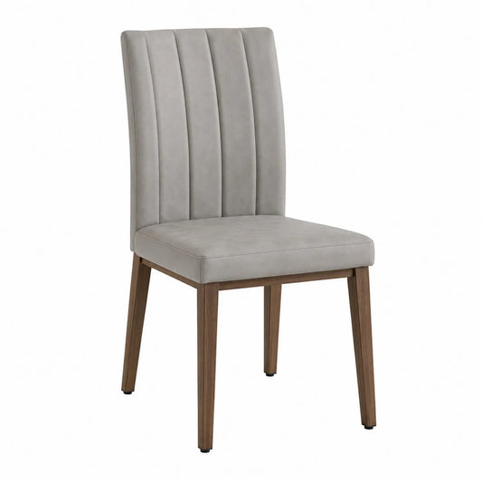 Chaise en velours gris avec pieds en bois