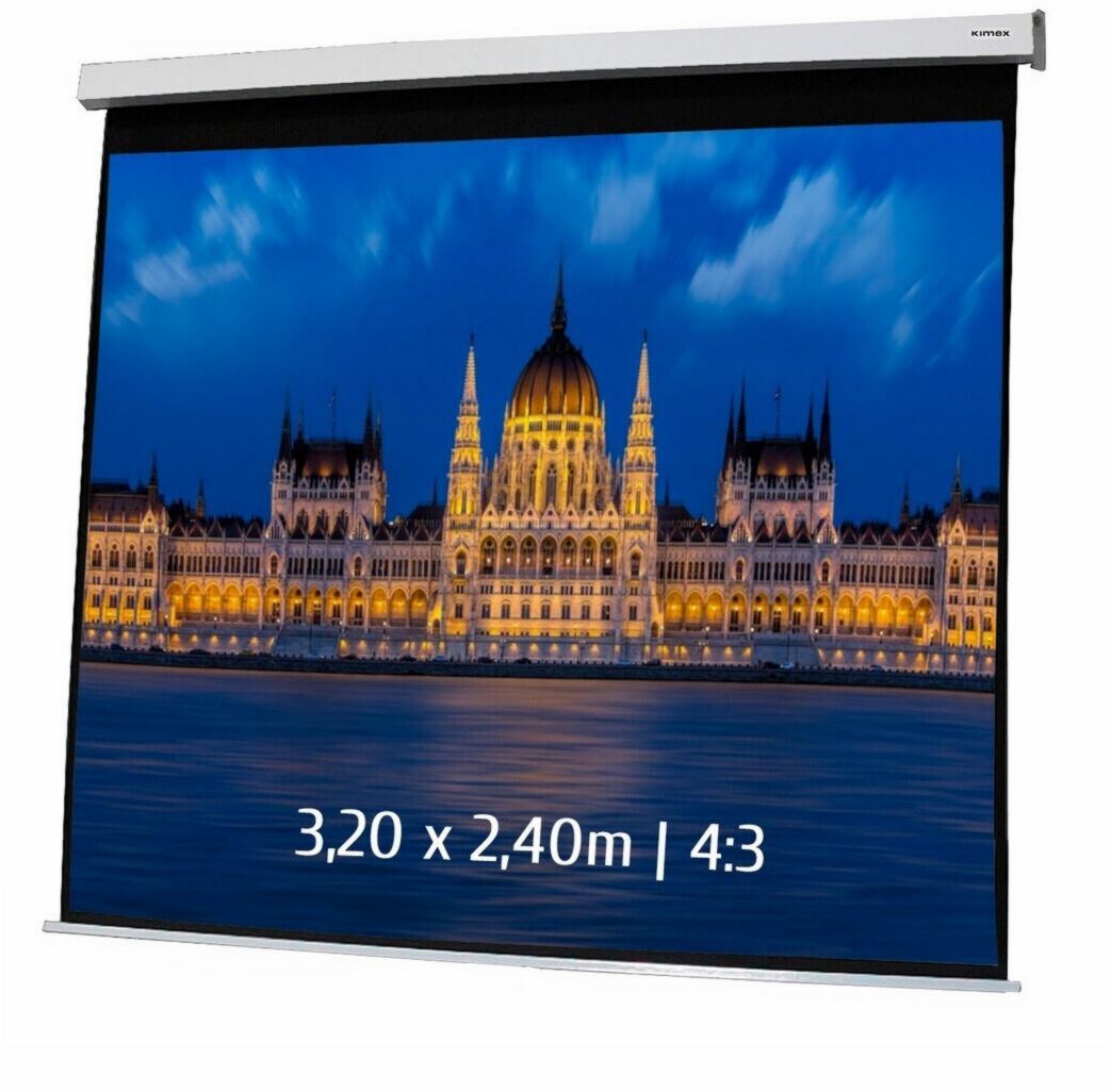 Écran de projection motorisé Kimex 042-3409 4:3 Avec télécommande Avant Mural, Plafond Blanc