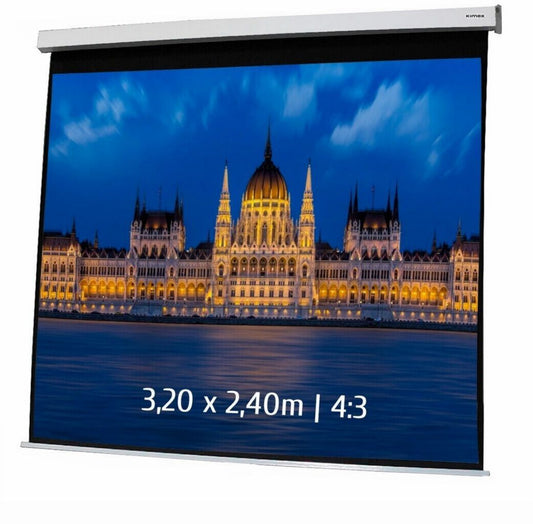 Écran de projection motorisé Kimex 042-3409 4:3 Avec télécommande Avant Mural, Plafond Blanc