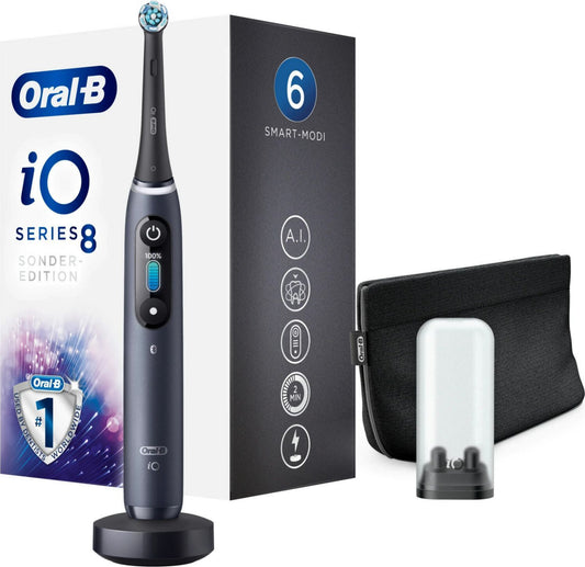 Brosse à dents connectée Écran lumineux Oral-B iO Series 8 Special Edition Black Onyx Bluetooth Quotidien À batterie Noir