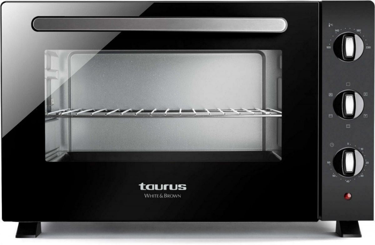 four électrique Taurus MF601B 60 L 2 200 W largeur 58,3 cm Chaleur sole+voûte Fenêtre de visualisation, Minuteur Métal hauteur 37,2 cm Noir