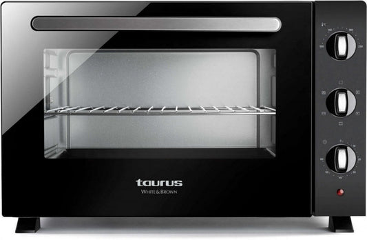 four électrique Taurus MF601B 60 L 2 200 W largeur 58,3 cm Chaleur sole+voûte Fenêtre de visualisation, Minuteur Métal hauteur 37,2 cm Noir