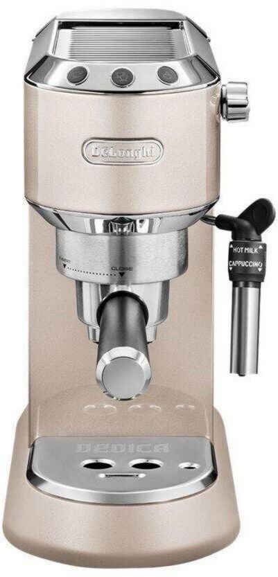 De'Longhi Dedica Metallics EC 785 785.BG Machine à café expresso 1 300 W largeur 14,9 cm 15 bars Indicateur de niveau d'eau, Chauffe-tasses 2 Beige