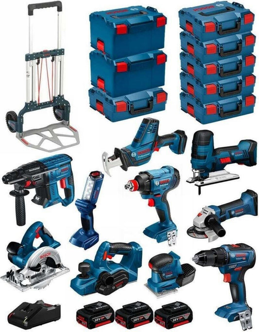 Bosch Kit 18V BK1001 Pack outillage sans fil 4 Ah Avec 3 batteries L-Boxx pour Scier Bleu