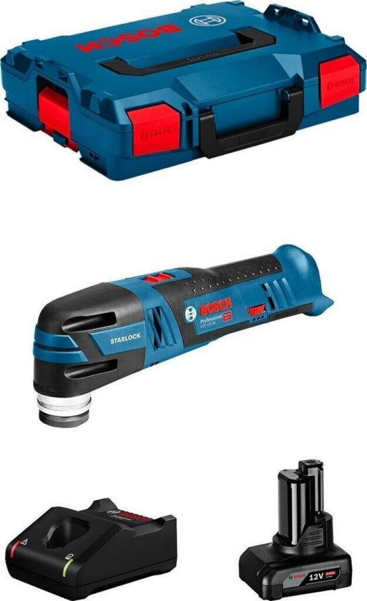 Bosch GOP 12V-28 Professional 1x 6,0 Ah + chargeur + L-Boxx Découpeur ponceur sans fil 6 Ah Avec 1 batterie Pour scier, Pour tailler bleu
