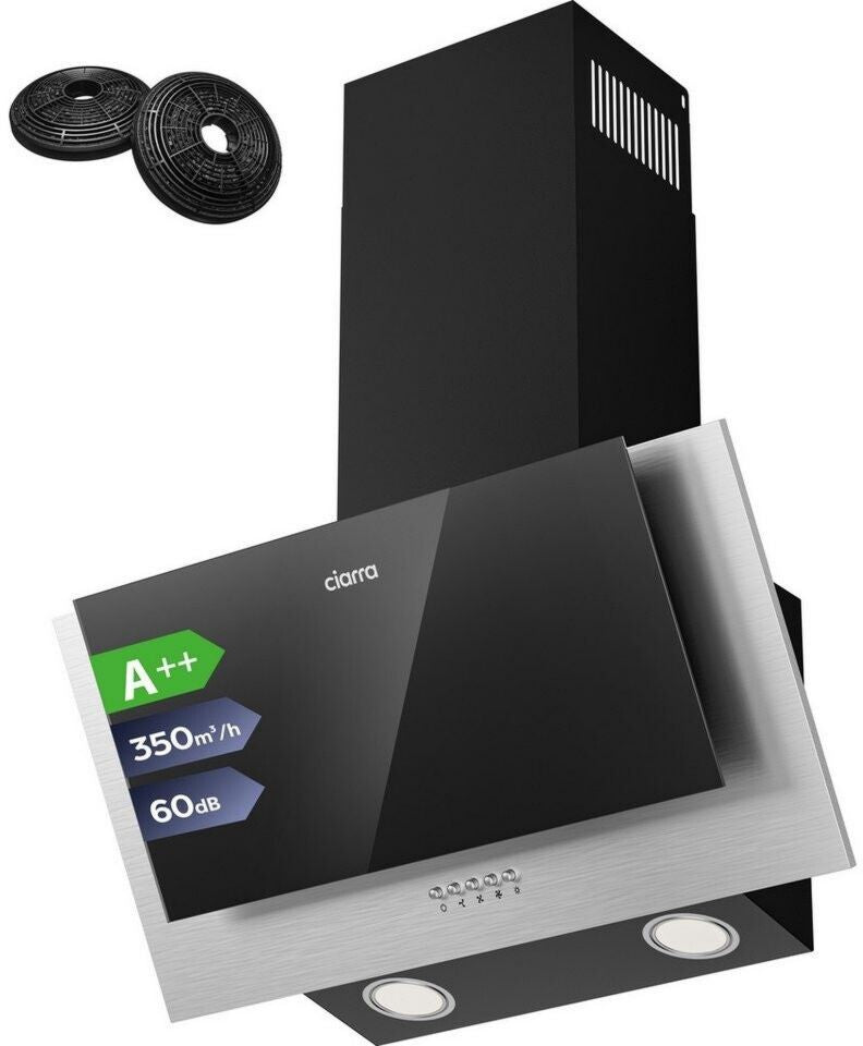 Hotte aspirante largeur 59,5 cm CIARRA CBCB6736C-OW Recyclage, Évacuation 1 moteur Filtre à graisse adapté au lave-vaisselle, Lampe LED 220-240 V Noir