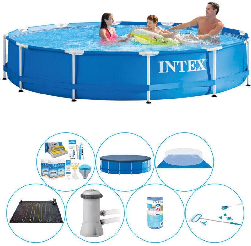 Piscine à poser installation hors-sol – Intex Metal Frame Ronde 366 x 76 cm filtre à cartouche (8720574944273) 366 cm