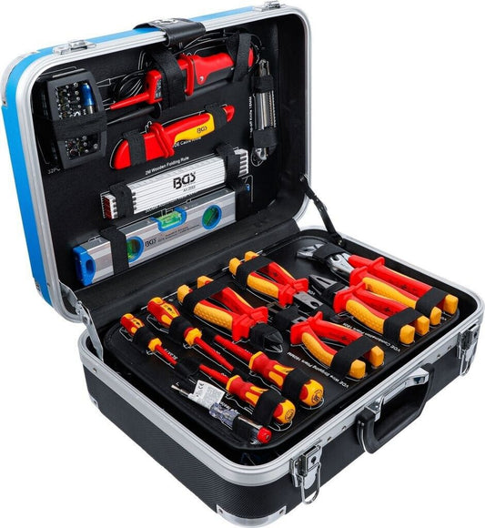 Caisse à outils BGS 15503 118 pièces Acier chrome vanadium pour Électrotechnique Résistant, Portable Noir, Bleu