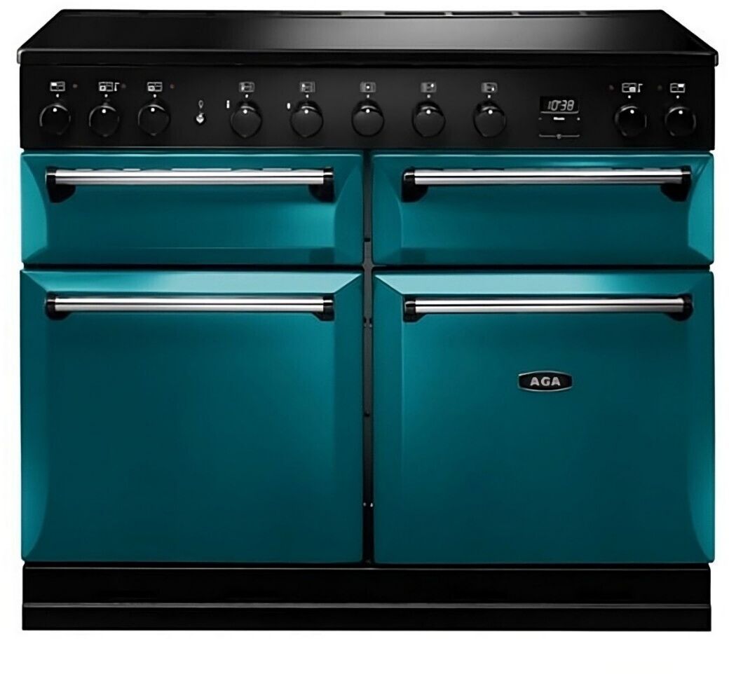 Piano de cuisson AGA Masterchef Deluxe 110 Induction salcome blue 79 L Chaleur de voûte 7 400 W Grande largeur 110 cm Bleu Manettes profondeur 69 cm