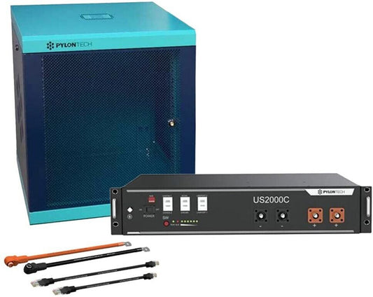 Pylontech LiFePO4 1x US2000C Batterie 2,4 kWh avec kit de câbles de connexion onduleur (15630) Accumulateur solaire pour Système photovoltaïque