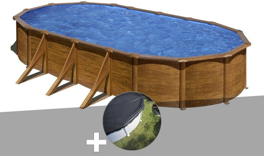 Piscine tubulaire installation hors-sol – Gre Pacific ovale (744 x 399 x 122 cm) + Bâche d'hivernage (KIT730W-CIPROV731)