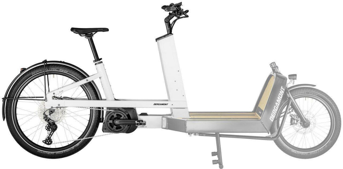 Vélos électriques 36 V Bergamont E-Cargoville LJ Edition white 2024 250 W Avec éclairage, Avec garde-boue Moteur pédalier Aluminium