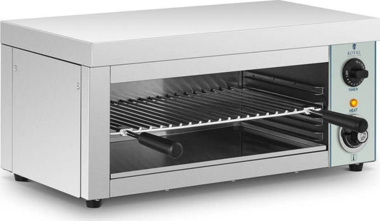 Salamandre de cuisine Thermostat, Minuteur Royal Catering Salamander Grill 2000 Watts RCES-2000-EGO Électrique Plastique Gris, Inox