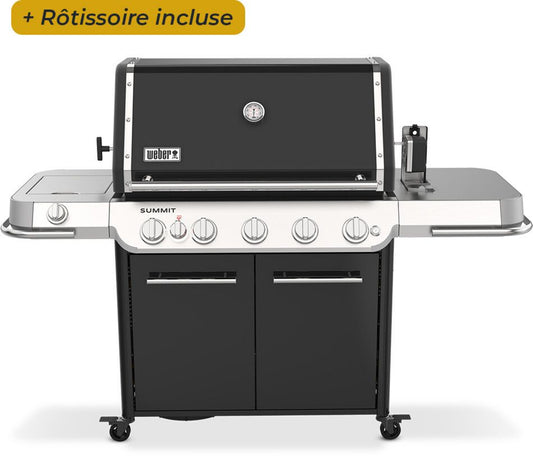 Weber gaz 134 x 80 x 69 cm Barbecue 10 personnes et + Thermomètre intégré au couvercle, Chariot Brûleurs réglables séparément Surface de cuisson acier