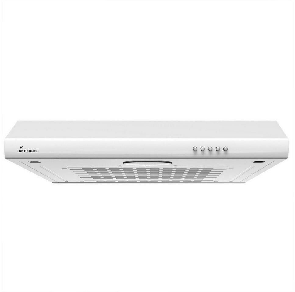 KKT Kolbe UBH600W Hotte aspirante largeur 60 cm Filtre à graisse adapté au lave-vaisselle, Affichage LCD Recyclage, Évacuation 1 moteur 220-240 V
