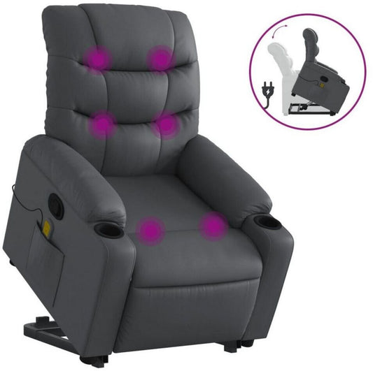 Fauteuil massant vidaXL Massage chair with stand-up aid, artificial leather (32066) 3206609 Sur secteur Télécommande, Repose-pieds Inclinable Gris