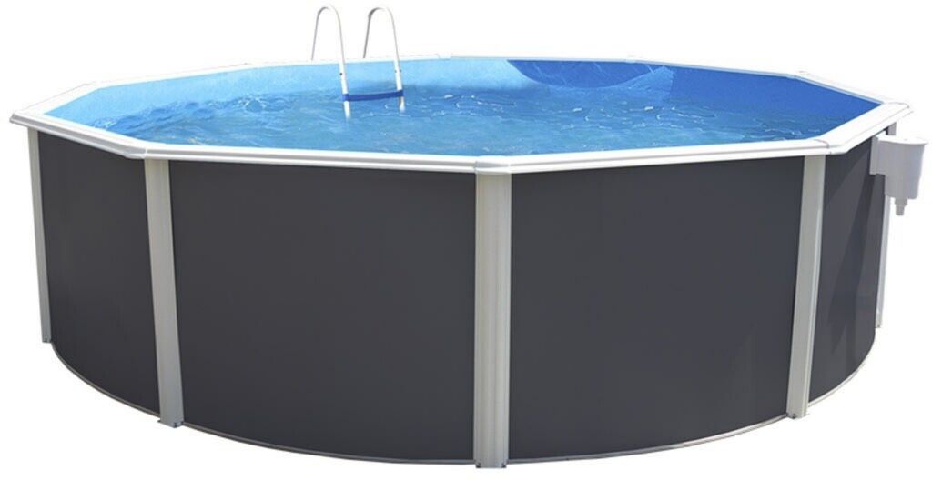 TOI Piscine ronde Canarias 350 x 120 cm filtre, échelle et skimmer anthracite Piscine à poser 350 cm Laqué Acier