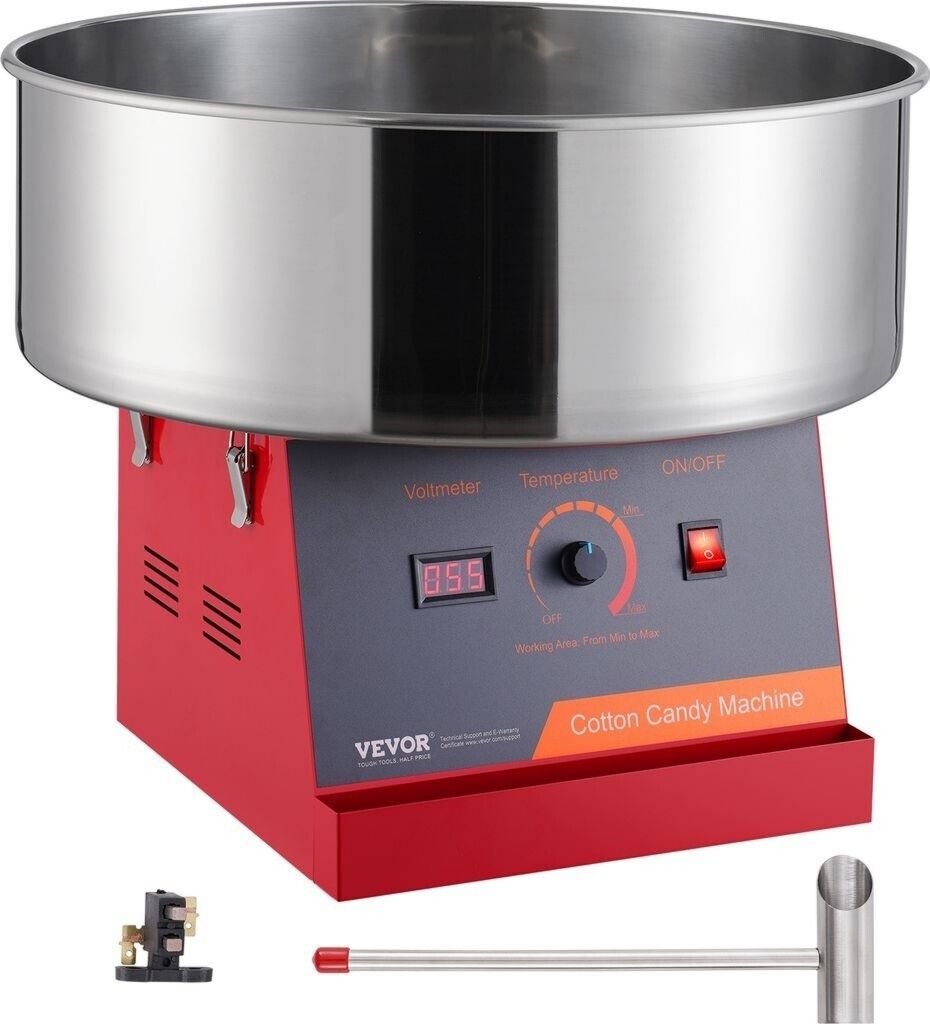 Mophorn électrique rouge Machine à barbe à papa 1 000 W Thermostat Métal