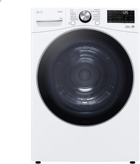 LG RH18U8AVCW Sèche-linge 18 kg largeur 70 cm Wi-Fi Auto-nettoyant, Signal de fin de cycle Éclairage du tambour, Pieds réglables en hauteur Frontal