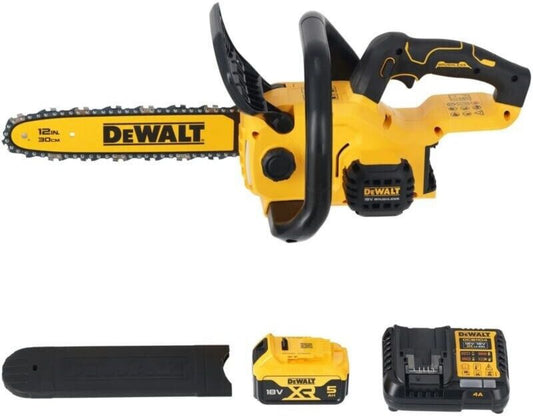 DeWalt DCMCS565 DCMCS565P1-QW avec batterie 5 Ah et chargeur Tronçonneuse sans fil moteur brushless lame 30 cm 1 batterie Jaune