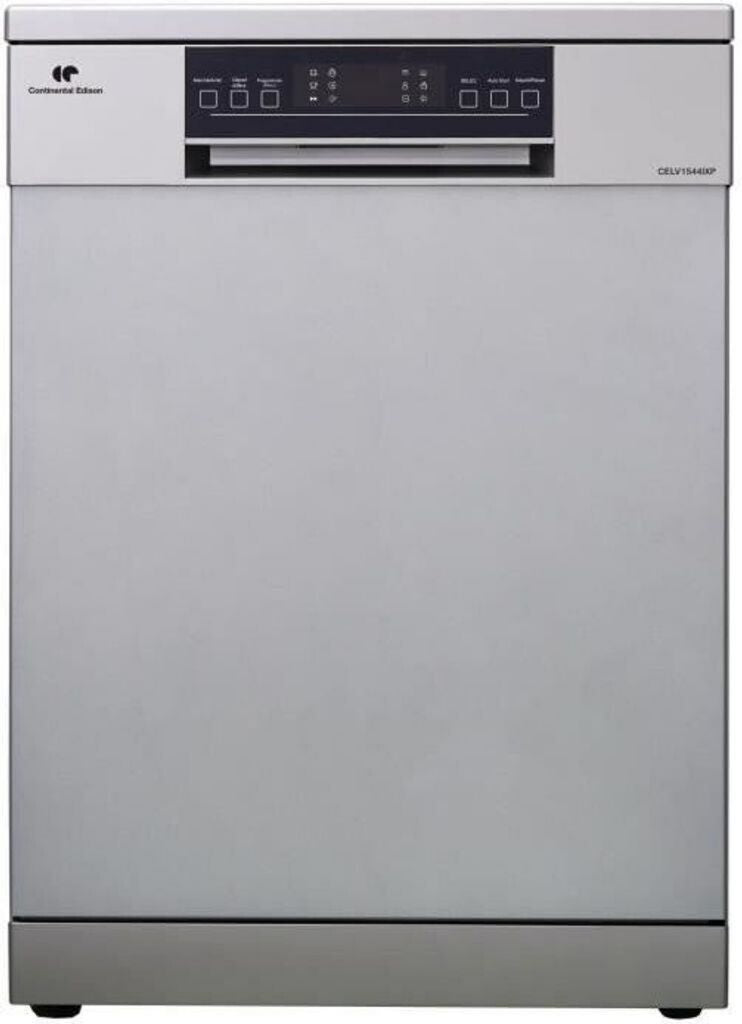Lave-vaisselle pose libre Continental Edison CELV1544IXP 6 largeur 60 cm Départ différé, Ouverture de porte automatique Moteur Inverter 42 dB Gris