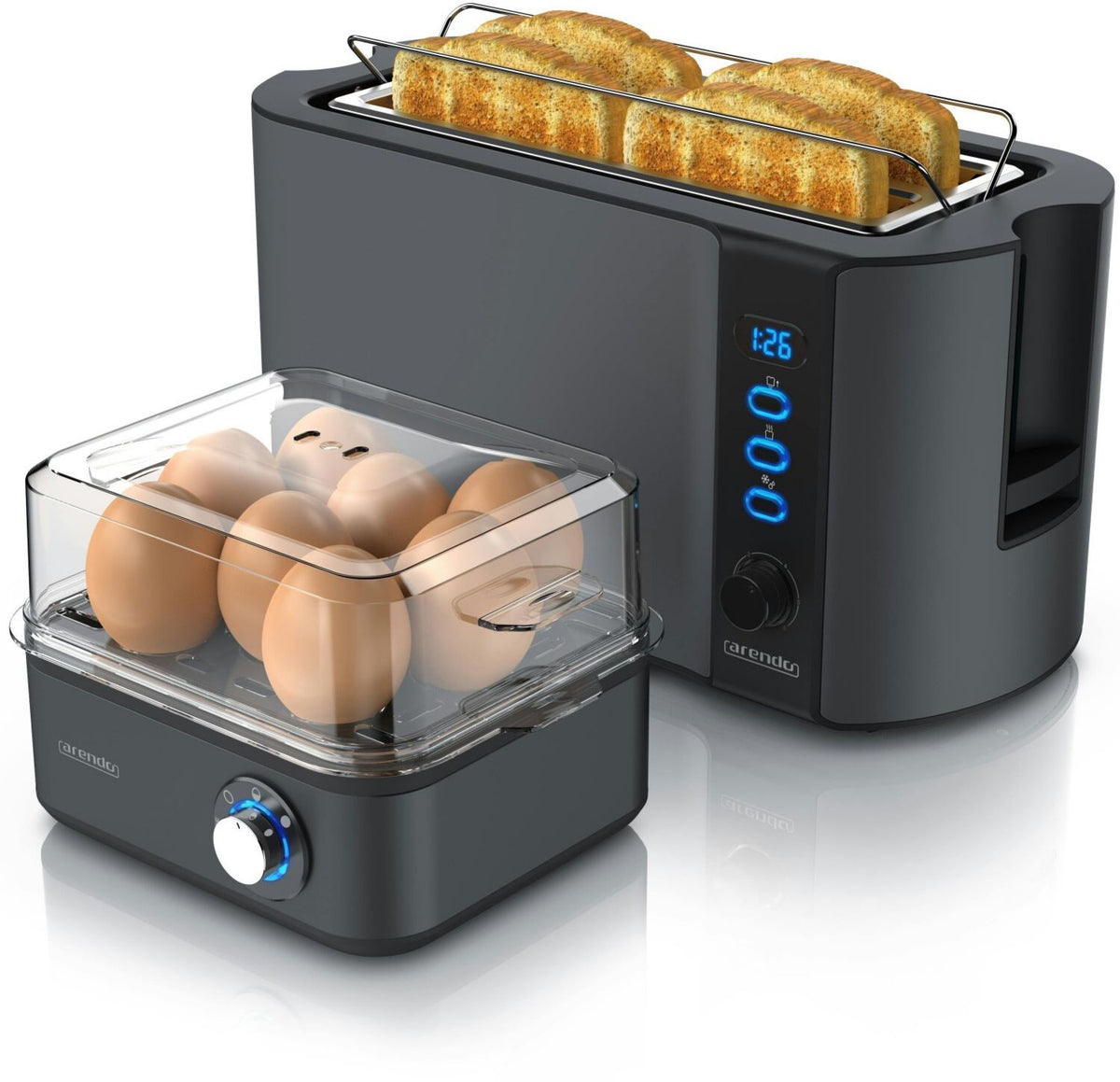 Set petit-déjeuner Arendo 306020 1 000 W Écran LCD Gris