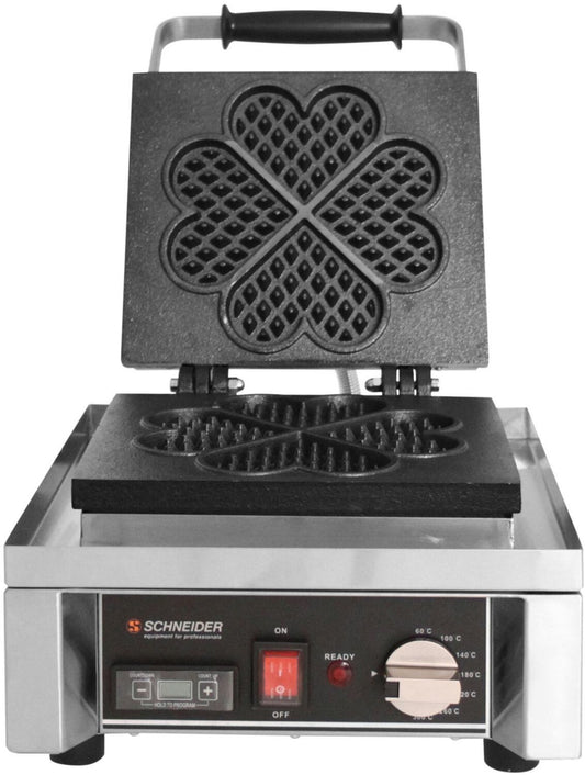 Gaufrier Schneider 150710 1 600 W Minuterie, Bac récupérateur de graisse Argent, Gris