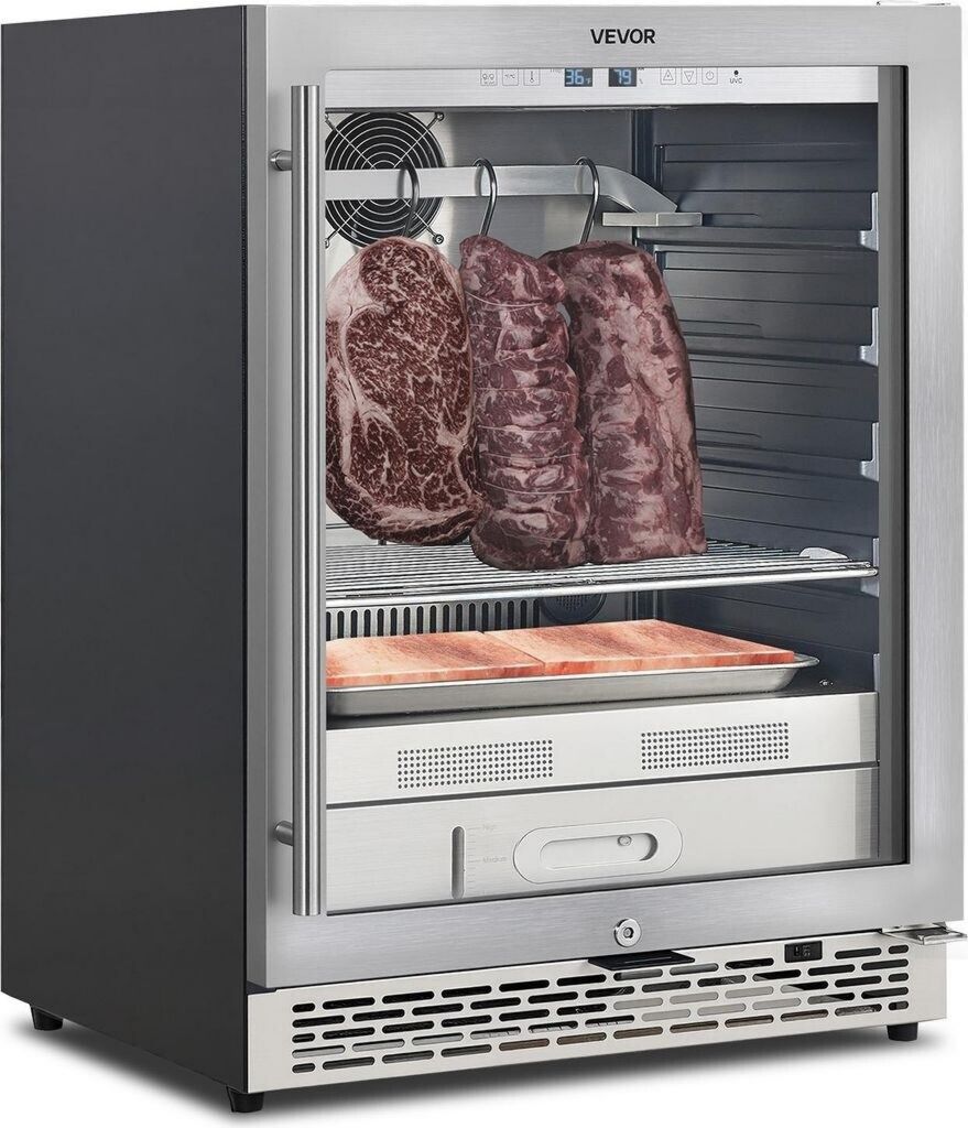 VEVOR Dry maturation refrigerator 45 kg Réfrigération commerciale Acier inoxydable Argent – thermostat mécanique