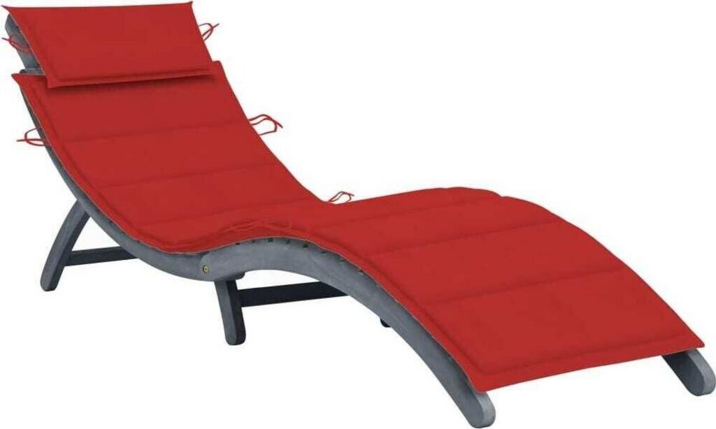 Bain de soleil The Living Store Chaise Longue avec Coussin Bois d'Acacia Massif Gris (TLS3064050) Avec coussins