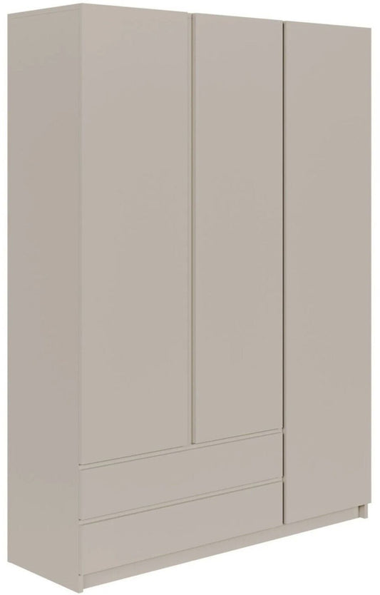 Selsey Bemmi 150x210x50cm Gris Armoire à porte battante 3 portes Contemporain 2 tiroirs